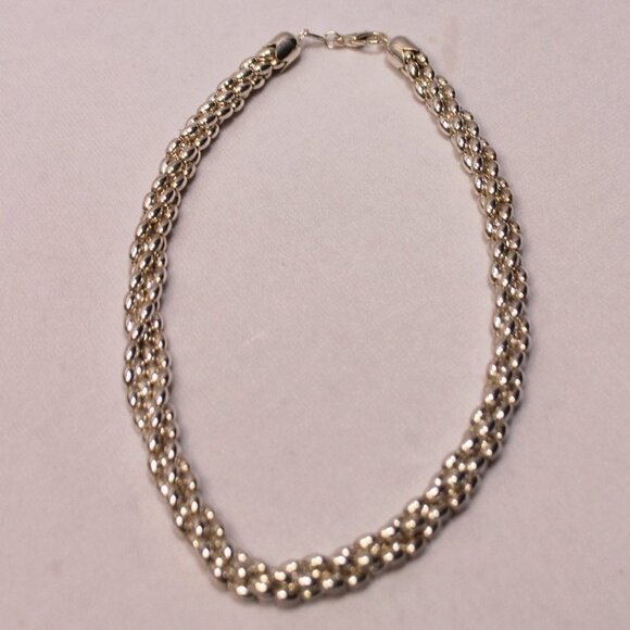 Vintage "M" Italian Sterling Silver Twisted Bead Necklace - Picture 5 of 6